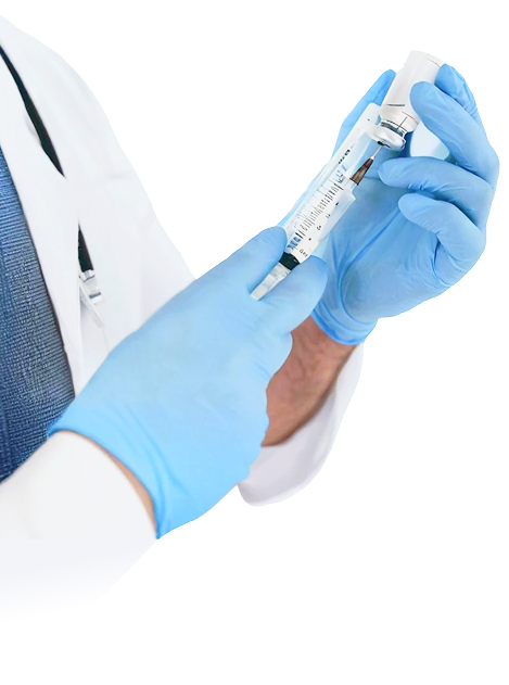 Medical professional holding syringe
